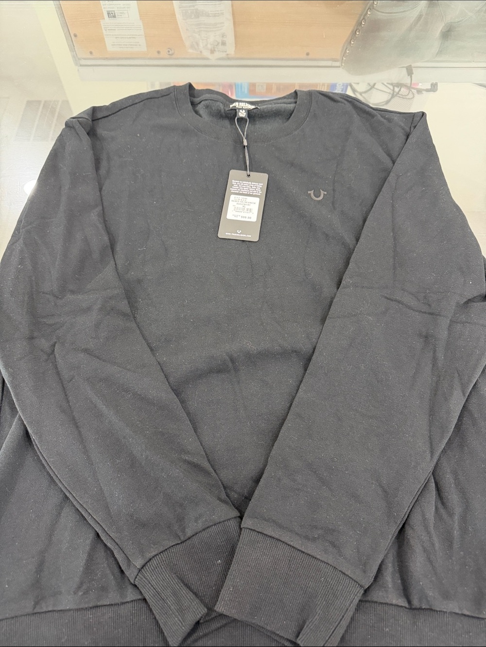True Religion Men's Black Crewneck Pullover